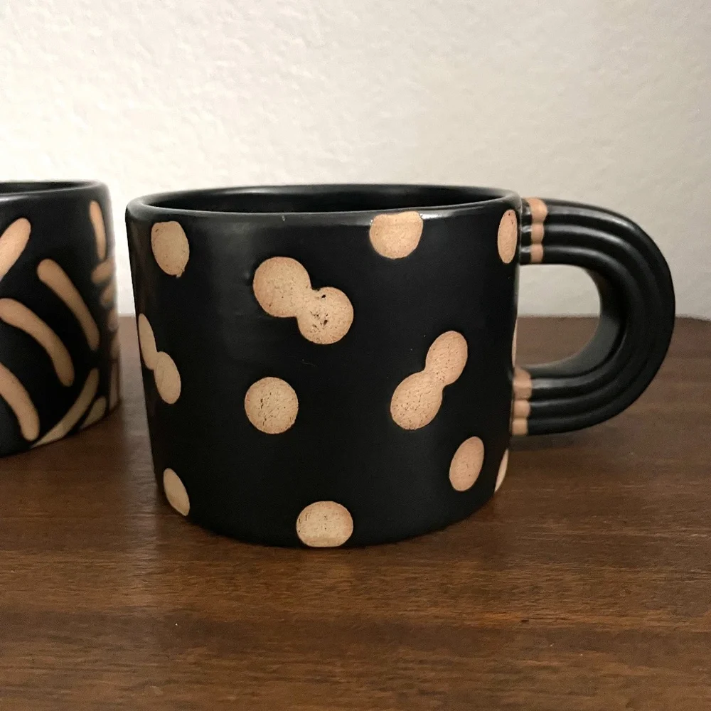 West Elm Set of 2 Tribal Batik Coffee Mugs